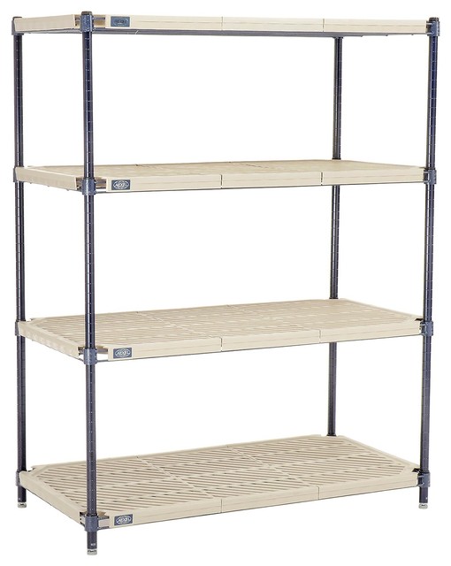 Nexel Solid Plastic Mat Shelving Unit Blue Posts 24 X30 X63 Nexel Solid Plastic Mat Shelving Unit Blue Posts 24 X30 X63 Traditional Utility Shelves By Industries Inc