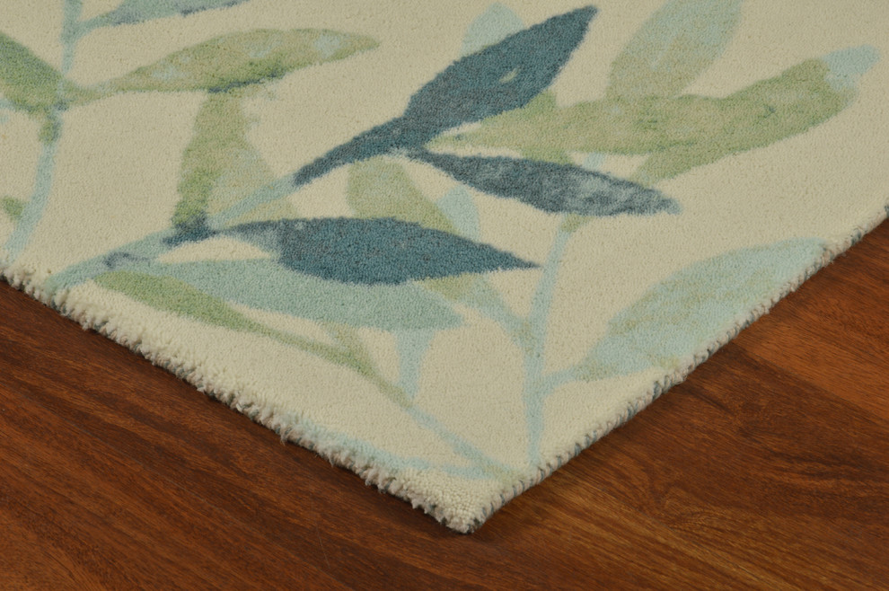 Sage Ash Modern Floral Area Rug, 5' x 7' Contemporary Area Rugs