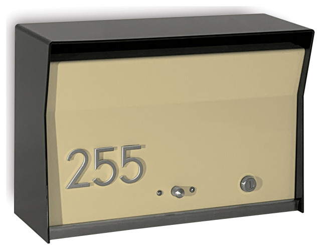 RetroBox Locking Modern Wall Mounted Mailbox In Black And Gold   Home Design 