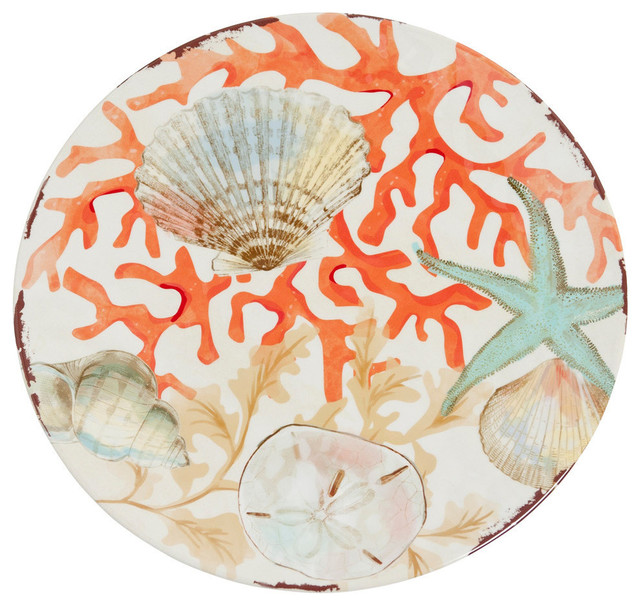 Seaside Melamine Dinnerware Beach Dishes Coastal Galleyware Reef Melamine Dinner Plates Set Of 6 Sc 1 St Houzz