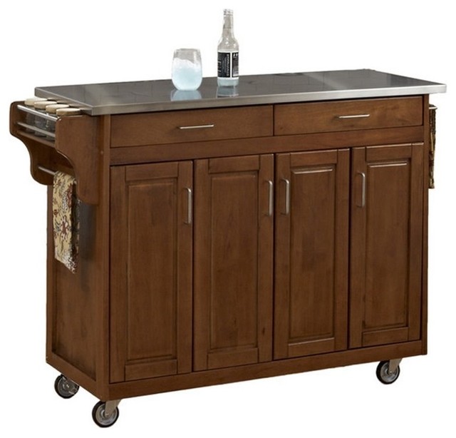 Hawthorne Collections 49" Wood Top Kitchen Cart in Cottage Oak