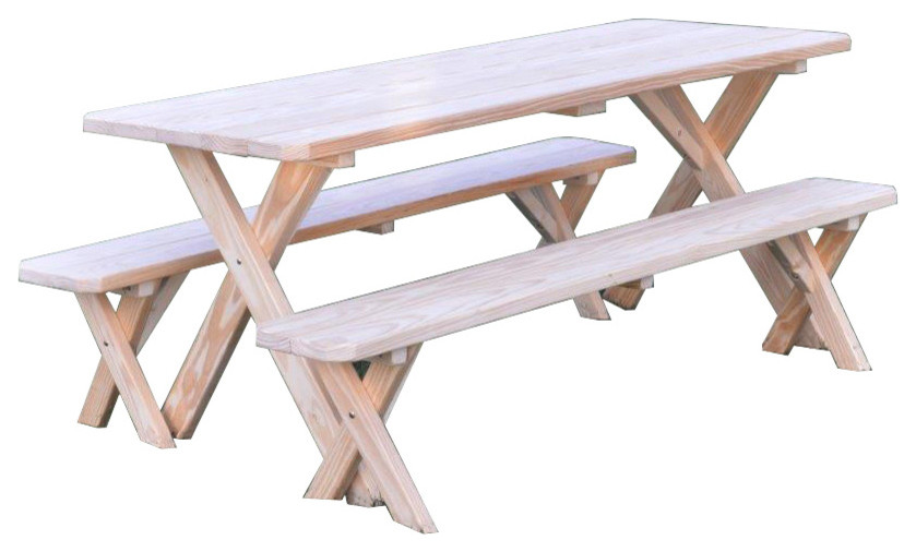 Pressure Treated Pine Cross Leg Picnic Table with Benches