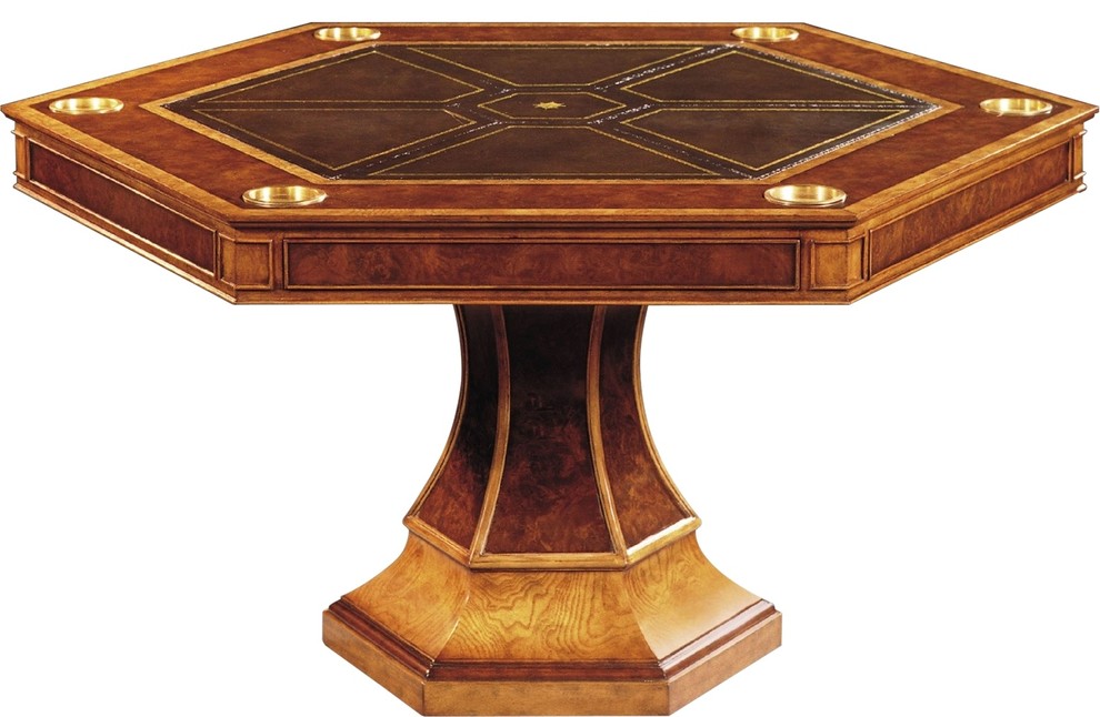 Scarborough House Card Table  Hexagonal Burl