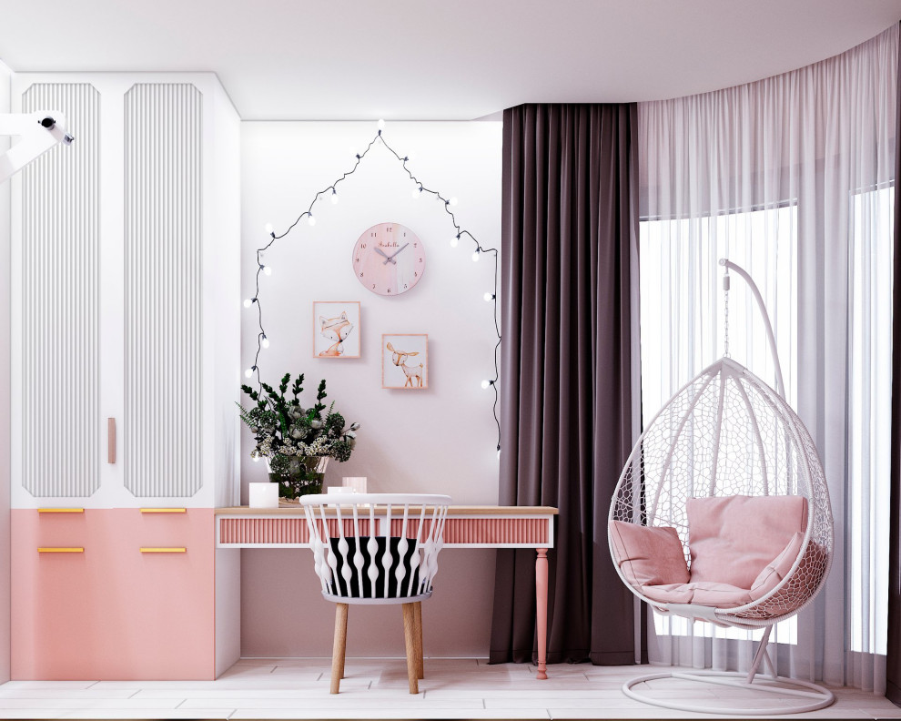 This is an example of a medium sized contemporary kids' bedroom for girls in Berlin.