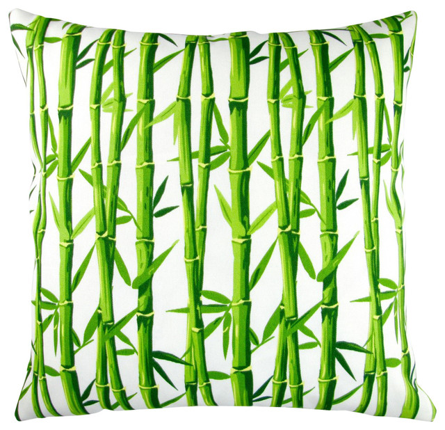 Outdoor Bamboo Throw Pillow, Set of 2, Cream, 18", Cover and Insert
