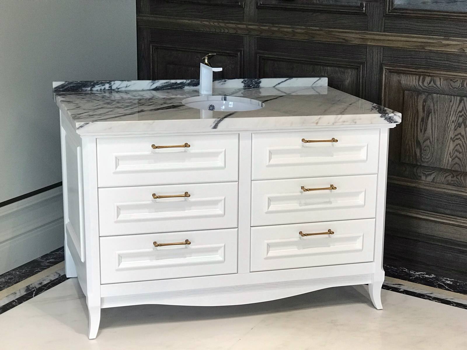 Тумба в ванную со столешницей из мрамора