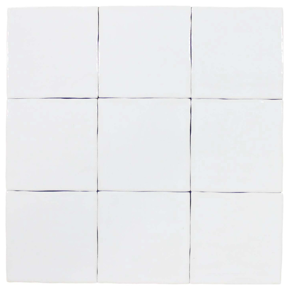 Artigiano 5x5 Zellige Style Ceramic Tile - Cotton White - 10 Square Foot Box