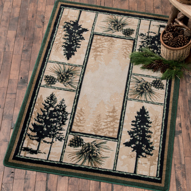 Stoic Pines, Beige, 8' Round, 8' Round - Rustic - Area Rugs - by ...