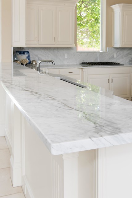 White Marble kitchen Bianco Carrara Contemporary 