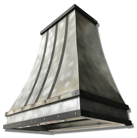 Hand Crafted Mottled Zinc Range Hood, 36"