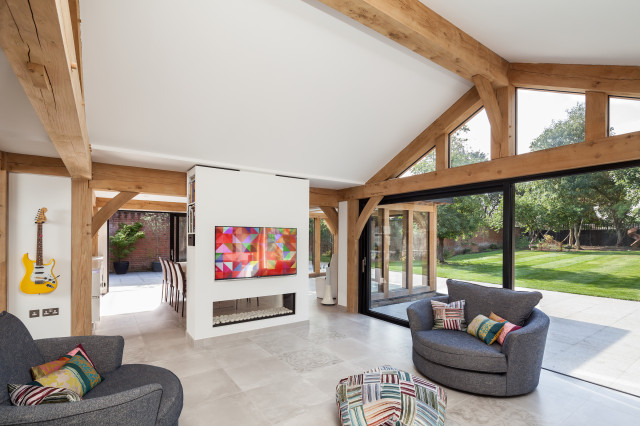 Oak framed self-build landstil-dagligstue