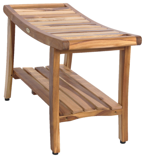 EcoDecors EarthyTeak Harmony 24" Teak Shower Bench With Shelf And ...