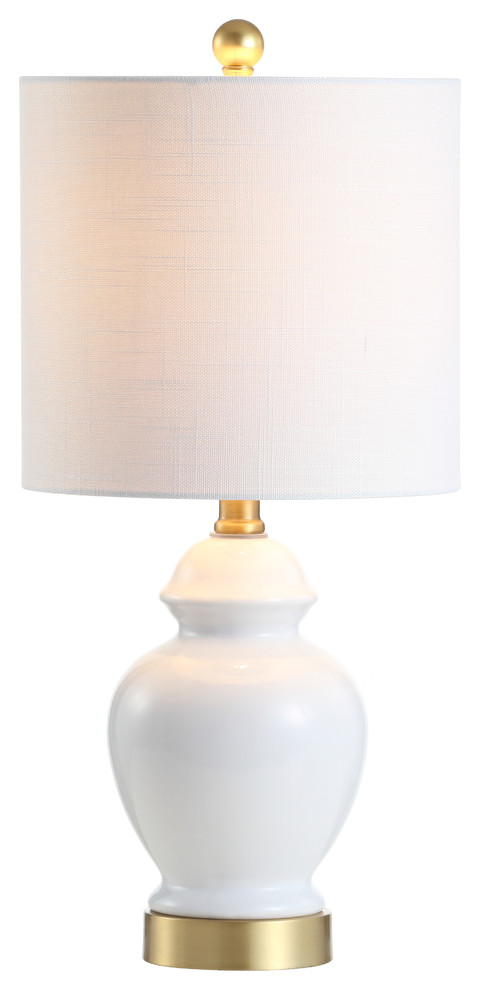 Perry 20 Ceramic And Metal Led Table Lamp White Brass Gold