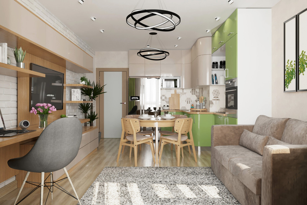 Проект кухни гостиной и санузла в Академ Риверсайд