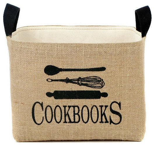 Cookbooks Burlap Storage Bin Contemporary Storage Bins And Boxes
