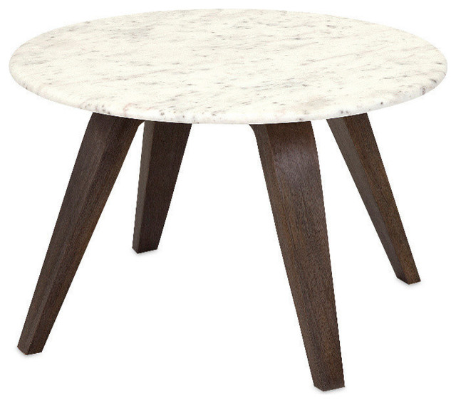 Imax Febe Short Marble and Wood End Table - 73416