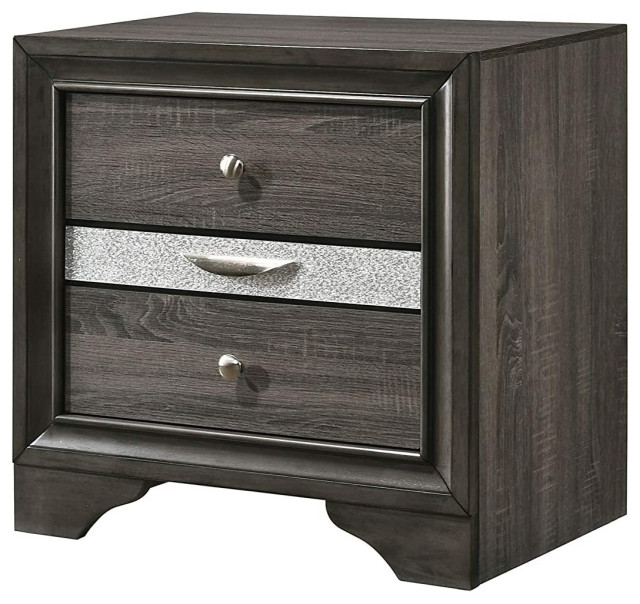 Contemporary Nightstand, Drawers and Jewelry Drawer With Safety Stops