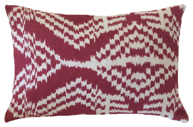 Deep Red And Taupe Ikat Pattern Schumacher Decorative Lumbar