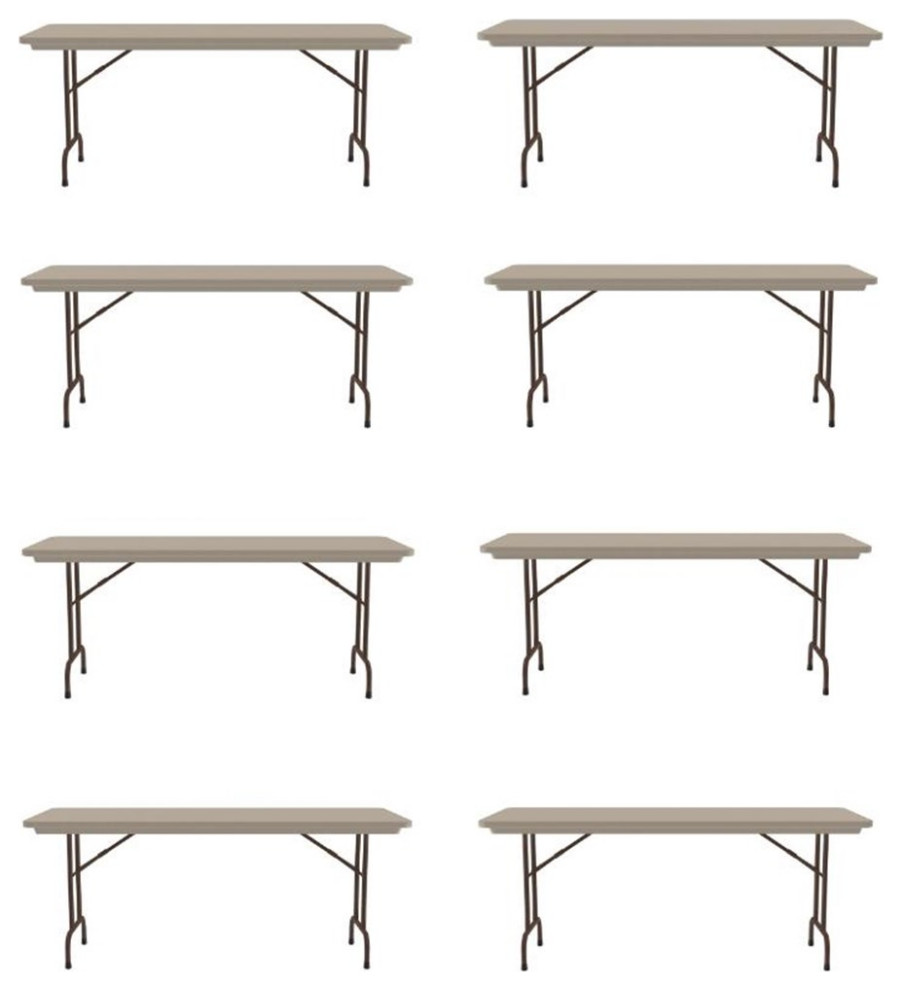 Home Square BlowMolded Folding Table in Mocha Granite Finish Set of