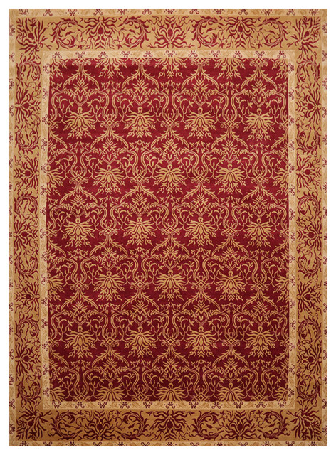 8'x10' Hand Knotted Wool Damask Oriental Area Rug Red, Gold, 8x10 ...