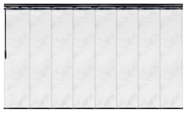 Flourishing White 8-Panel Track Extendable Vertical Blinds 130-175"W