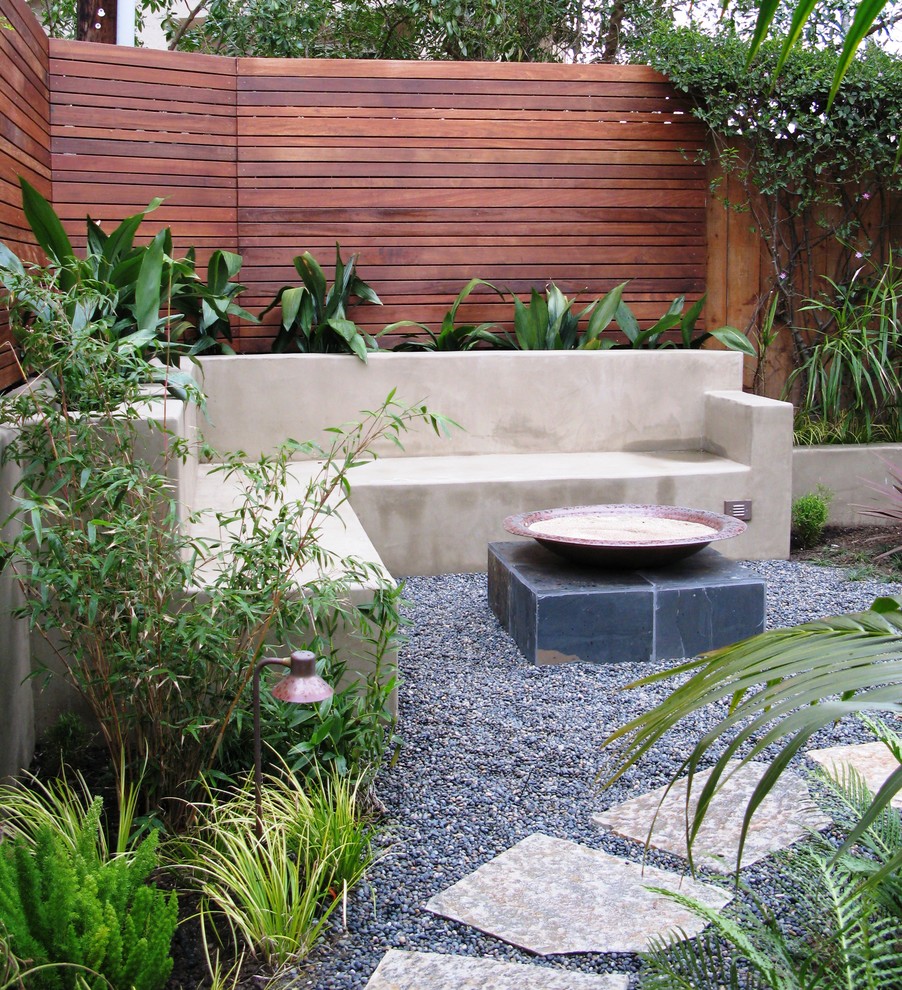 Design ideas for a contemporary patio in San Diego with gravel and no cover.