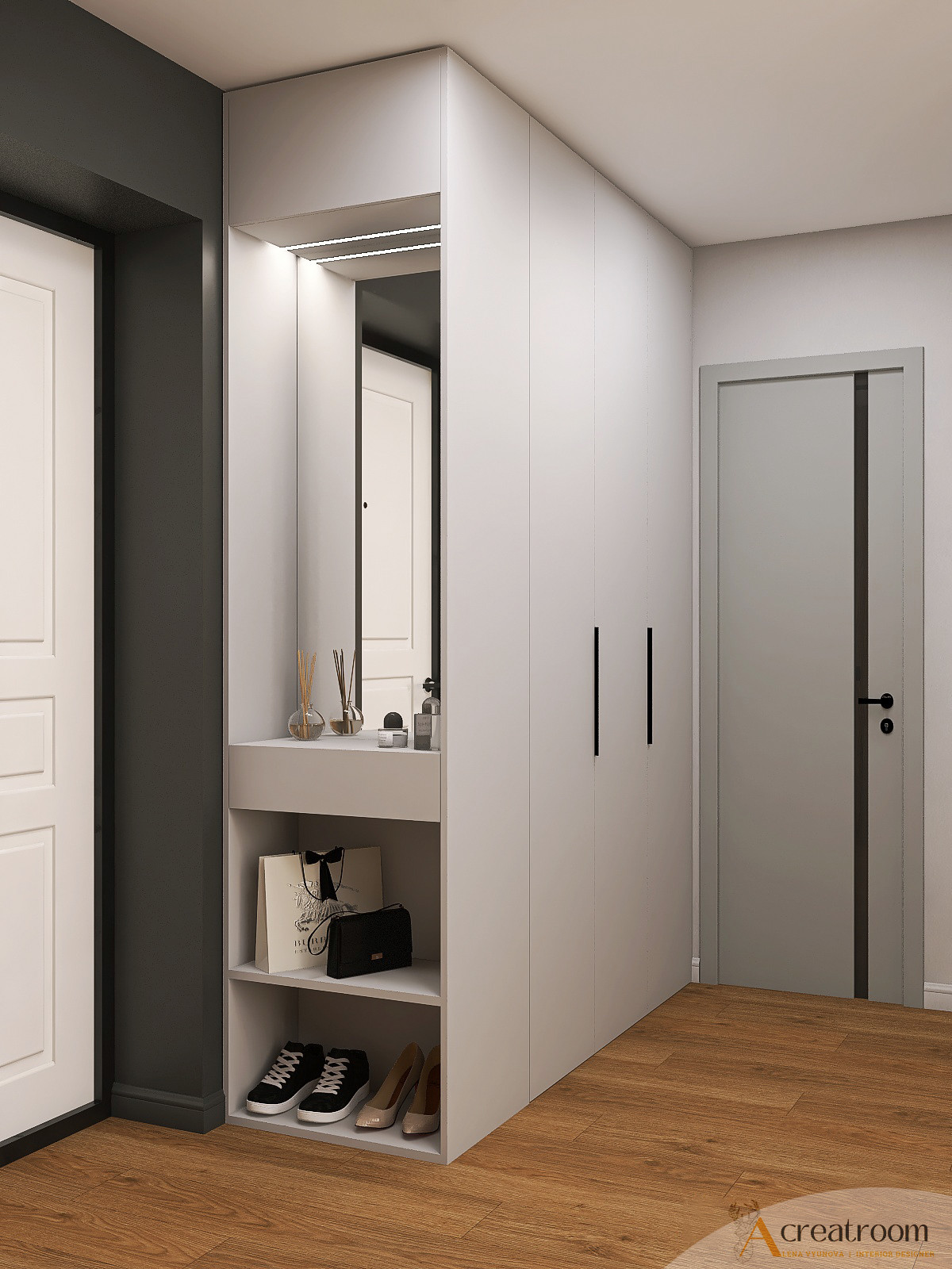 Проект прихожей и кухни-гостиной в ЖК Березовая Роща, г. Вологда