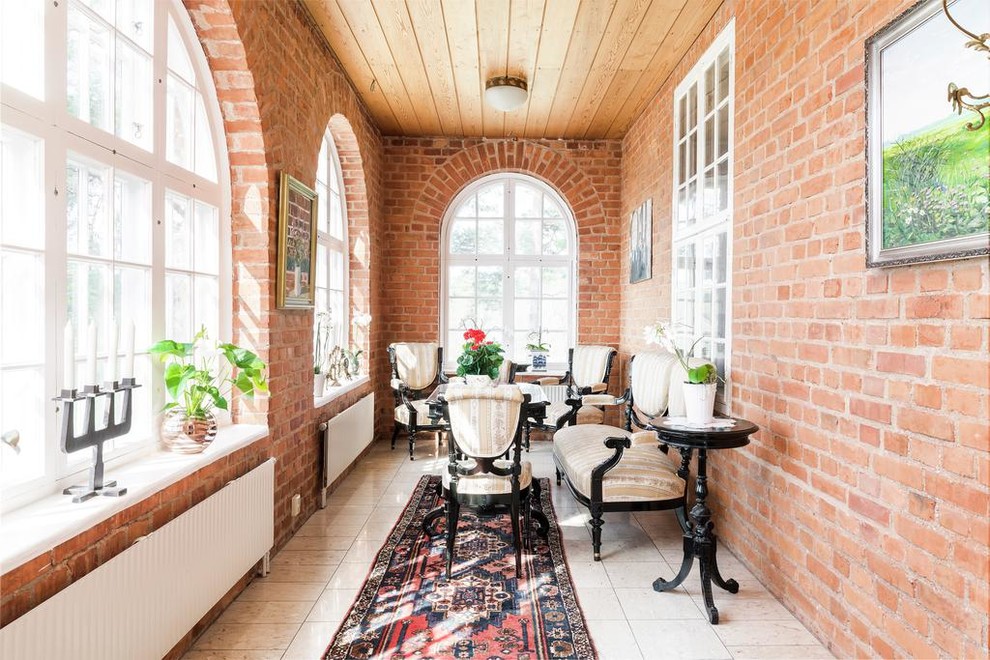 Foto på ett vintage allrum