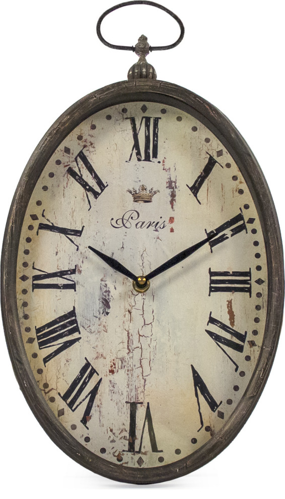 Paris Oval Wall Clock Farmhouse Wall Clocks by HedgeApple Houzz