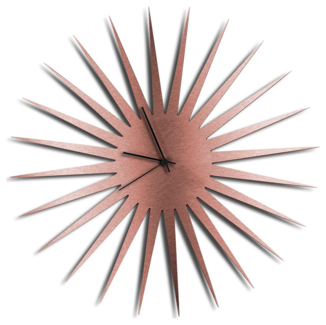 MCM Starburst Clock, Copper Wall Decor Midcentury Wall Clocks by