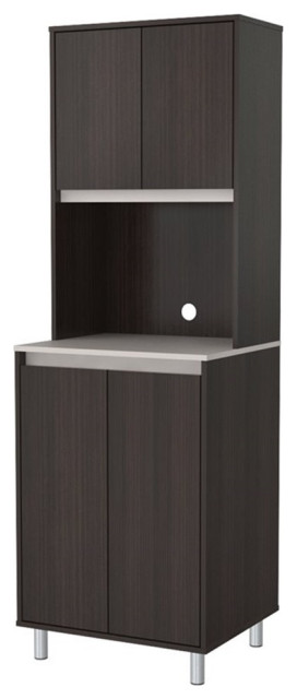 Inval America AMBROSSIA 4-Door Engineered Wood Pantry in Espresso and Gray