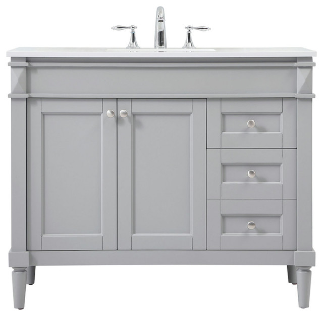 42" Single Bathroom Vanity, Gray, Vf31842Gr Traditional Bathroom