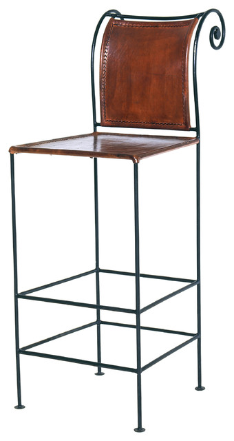 Ruby Leather And Iron Bar Stool Traditional Stools Ruby Leather And Iron Bar Stool Sienna Brown