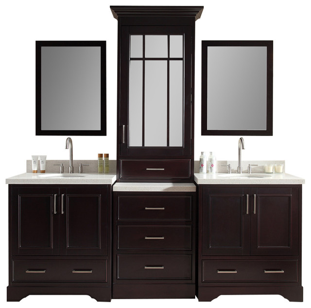 Ariel Stafford 85 Double Sink Vanity Set Espresso Center