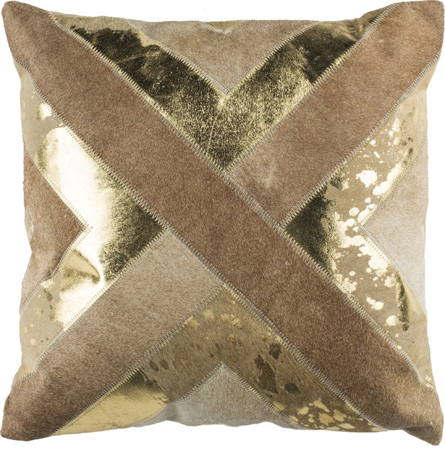 Colma Metallic Cowhide Pillow In Begonia Contemporary
