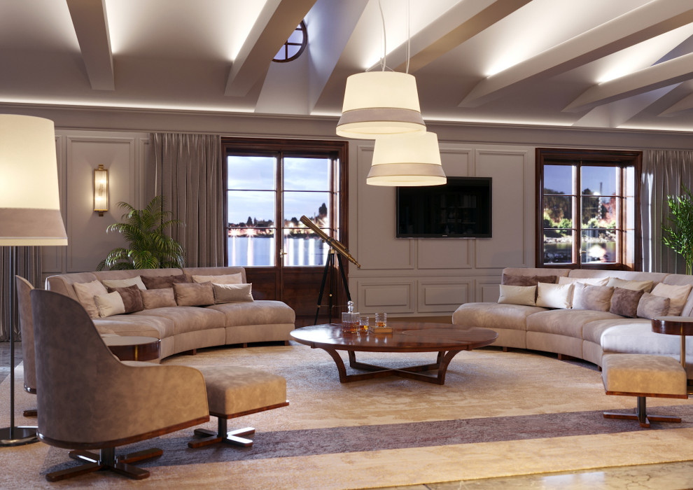 Гостиная с дровяным камином