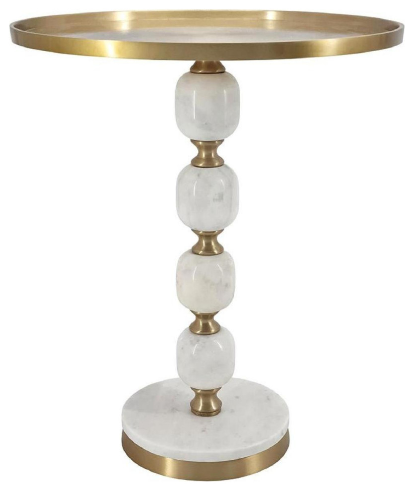 Anita End or Side Table, Gold and White