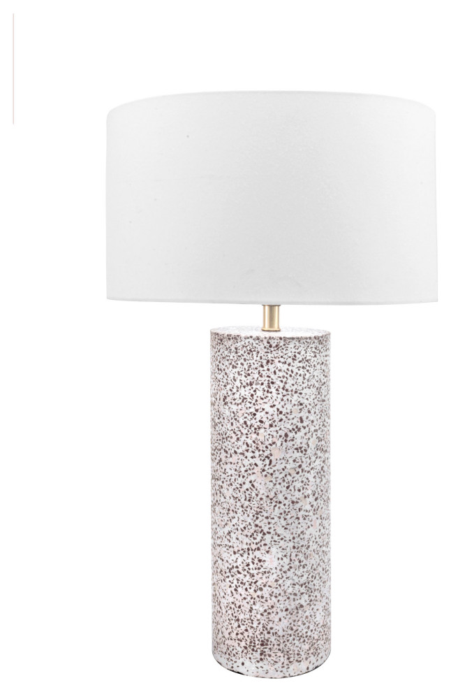 Concreate and Marble Cotton Shade Concrete Finish Inline Switch Table Lamp, 20"