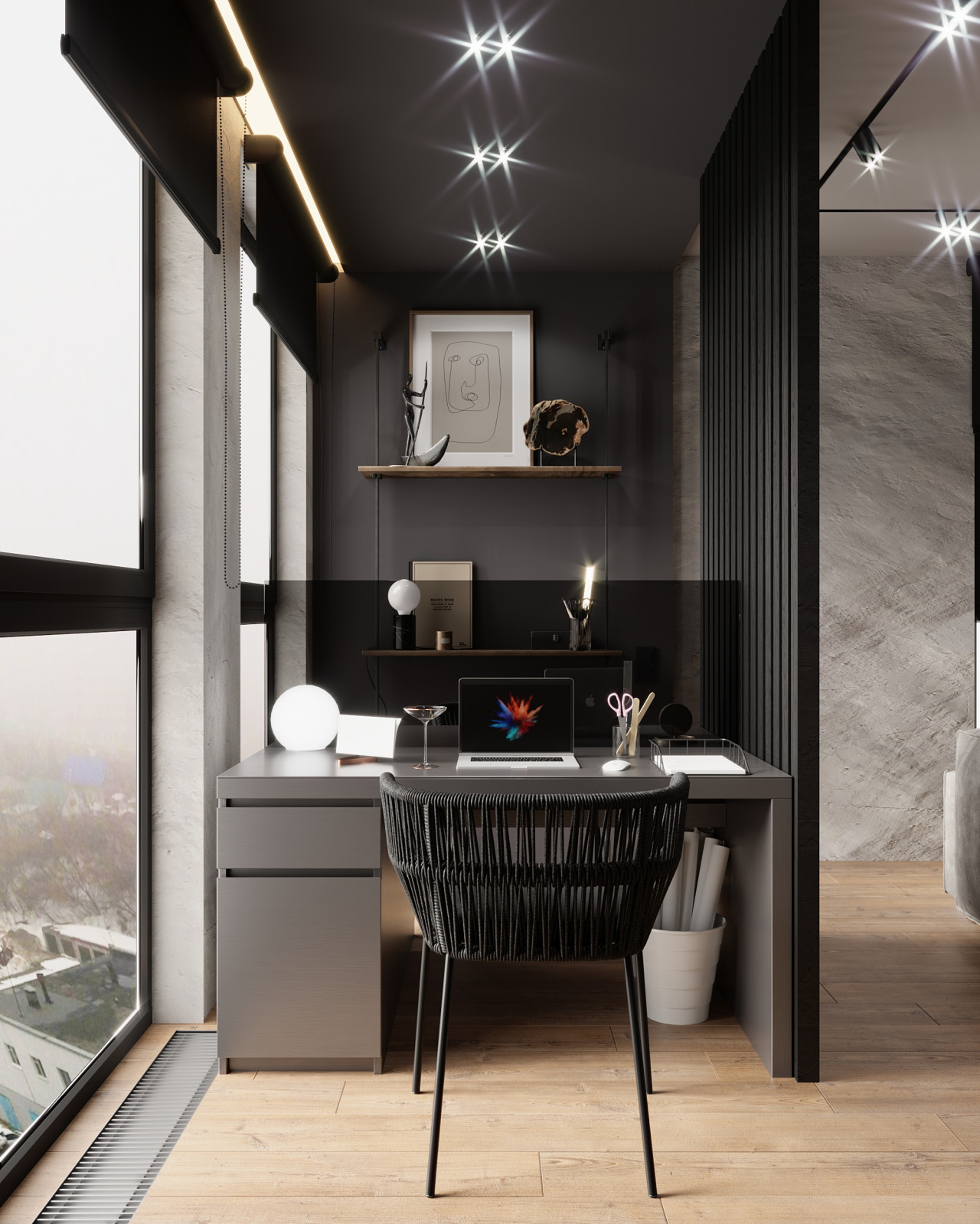 Брутальная квартира с элементами минимализма 65