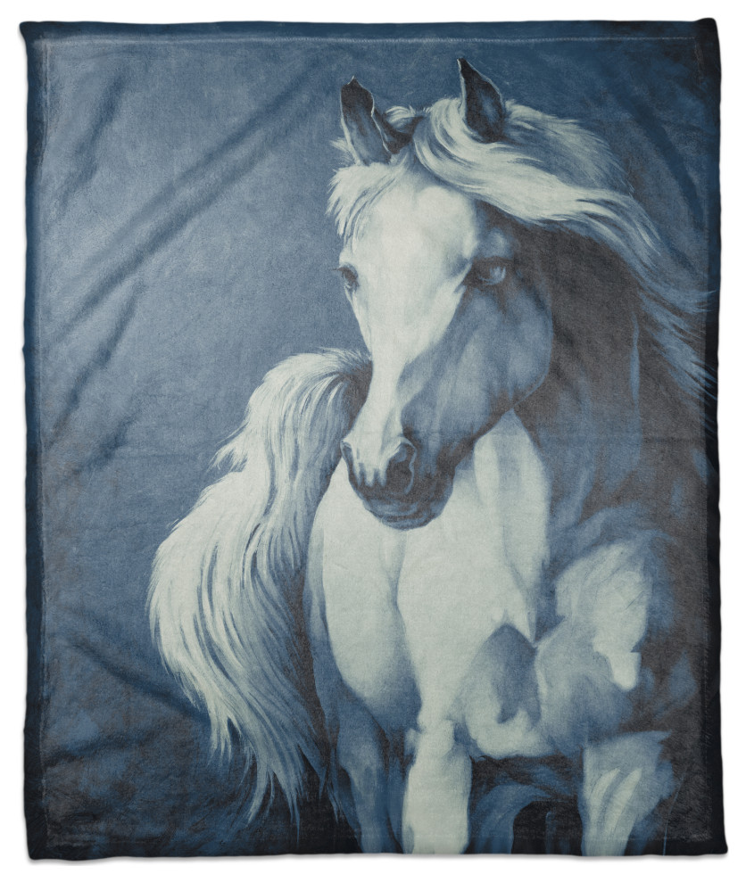 Blue Horse 50x60 Coral Fleece Blanket