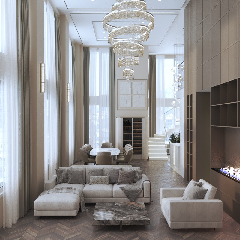 Современная квартира в 2 уровня