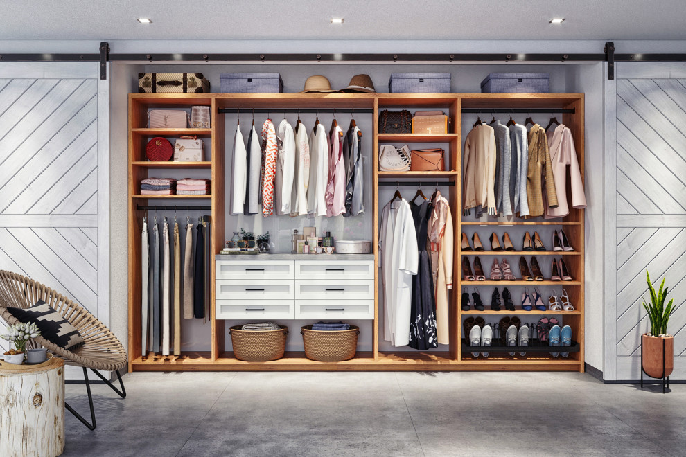 Transitional storage and wardrobe in Los Angeles.