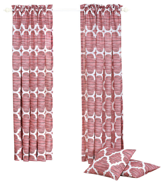 Honor Curtain and Throw Pillow Cover Set Combo, 70"x84" Contemporary