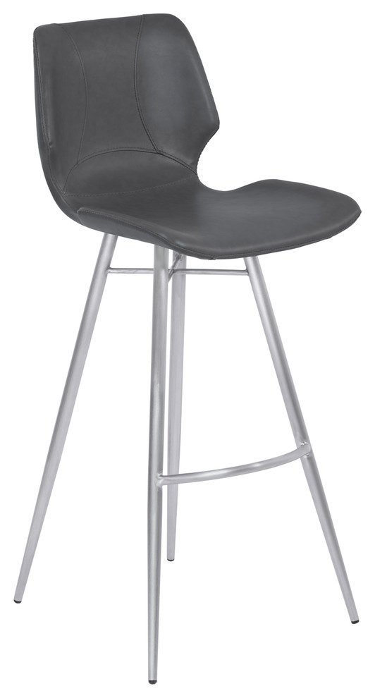 Zurich Brushed Stainless Steel Metal Bar Stool, Counter Height