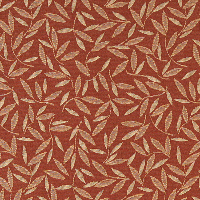 Rust Red Floral Leaf Contract Grade Upholstery Fabric By The Yard, By