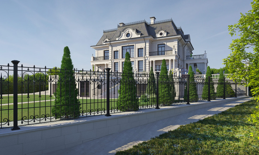 Архитектурный проект жилого дома с бассейном в классическом стиле. 1100кв.м.