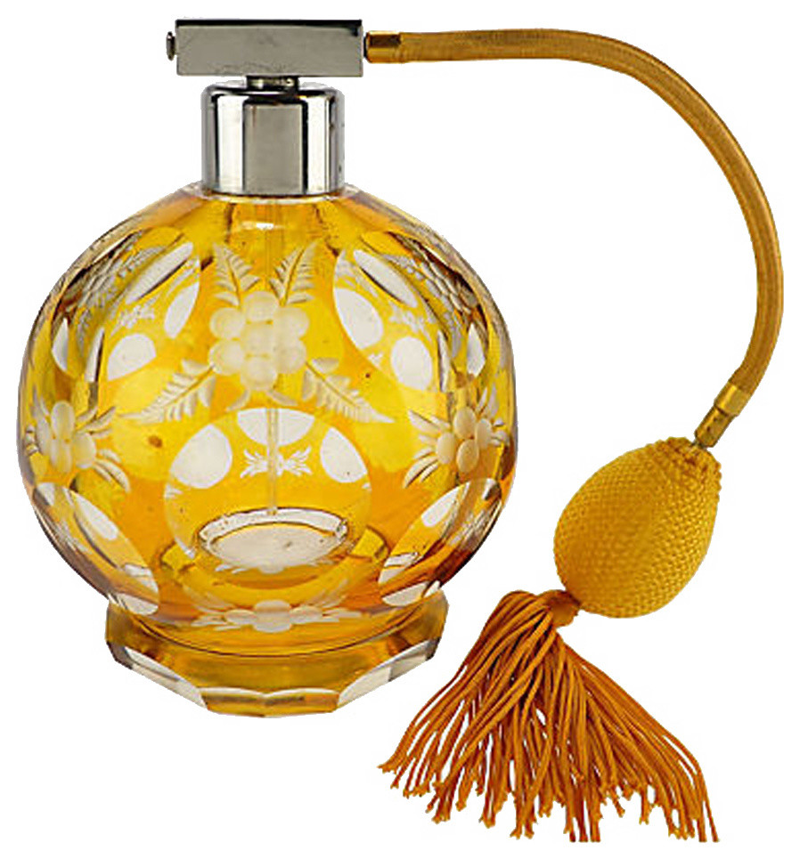 Consigned Cut to Clear Amber Glass Perfume