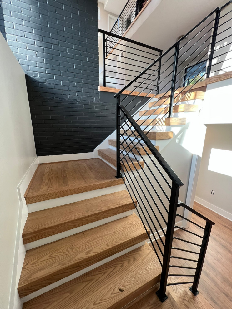 New metal staircase with metal railings