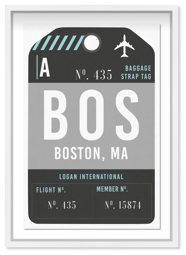 Oliver Gal 'Boston Luggage Tag' Framed Art, 21.5"x31.5"