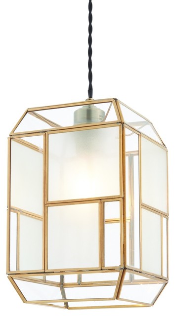 Chatsworth Non Electric Shade, Antique Solid Brass, Clear and Frosted Glass